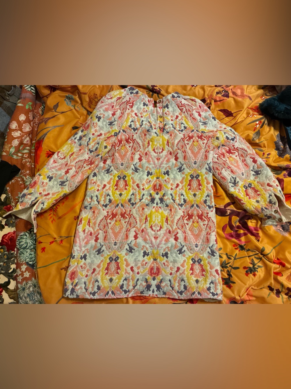 Sezane Multicolor Ikat-Style Textured Jacket — Pink, Yellow & Gray - Picture 5 of 6